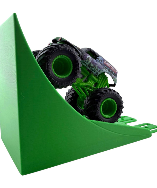 Jeff Did It! - 1/64 Scale 2 Lane Stunt Monster Truck / Car Ramp - Works on Hot Track - 3D Printed - Designed and Manufactured in America