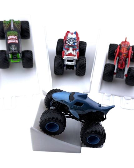 Jeff Did It! - 1/64 Scale  2 Lane Monster Truck / Car - 4 Jump/Ramp Set - Works on Hot Track Brand - 3D Printed - Made in the USA