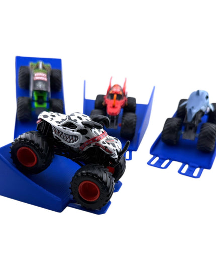 Jeff Did It! - 1/64 Scale  2 Lane Monster Truck / Car - 4 Jump/Ramp Set - Works on Hot Track Brand - 3D Printed - Made in the USA