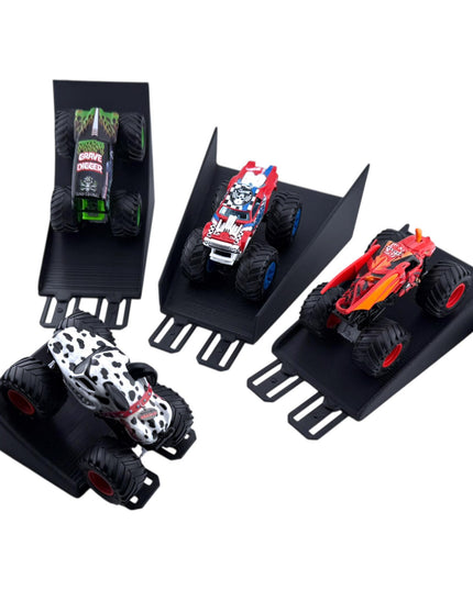 Jeff Did It! - 1/64 Scale  2 Lane Monster Truck / Car - 4 Jump/Ramp Set - Works on Hot Track Brand - 3D Printed - Made in the USA