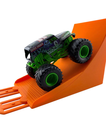 Jeff Did It! - 1/64 Scale 2 Lane Stunt Monster Truck / Car Ramp - Works on Hot Track - 3D Printed - Designed and Manufactured in America