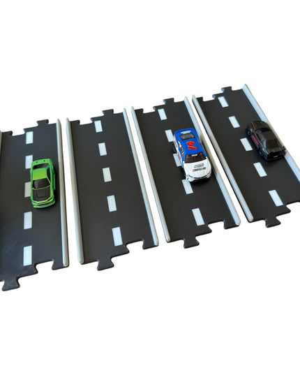 Jeff Did It - nano RC Straight 2 Lane Track Section 4 Pack - 3 Color  - Compatible with HPI nano, other nano RC's and 1/64 Scale Cars Trucks