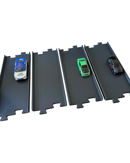 Jeff Did It - nano RC Straight 2 Lane Track Section 4 Pack  - Compatible with HPI nano, other nano RC's  and 1/64 Scale Cars Trucks