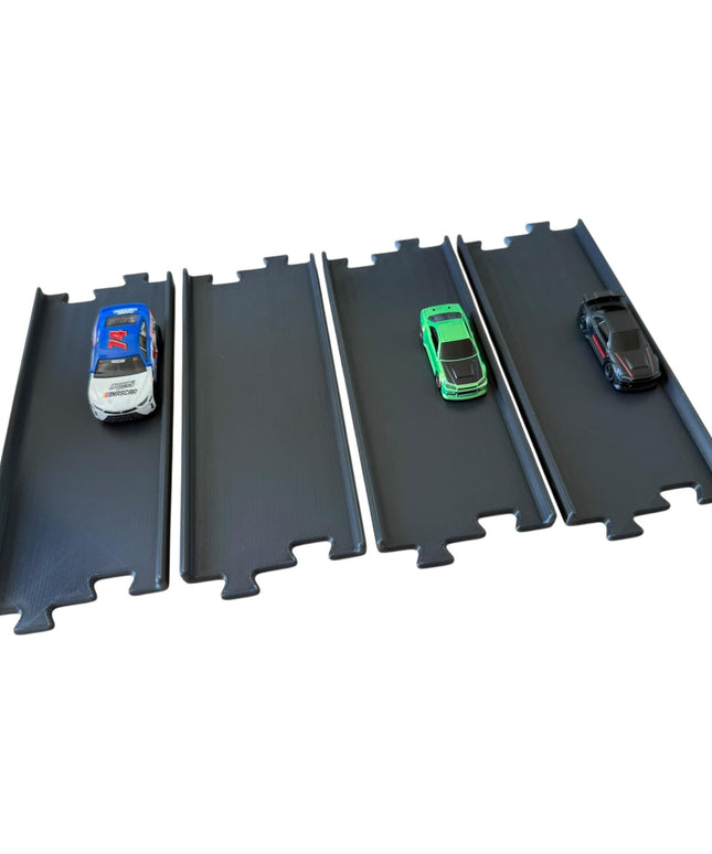 Jeff Did It - nano RC Straight 2 Lane Track Section 4 Pack  - Compatible with HPI nano, other nano RC's  and 1/64 Scale Cars Trucks