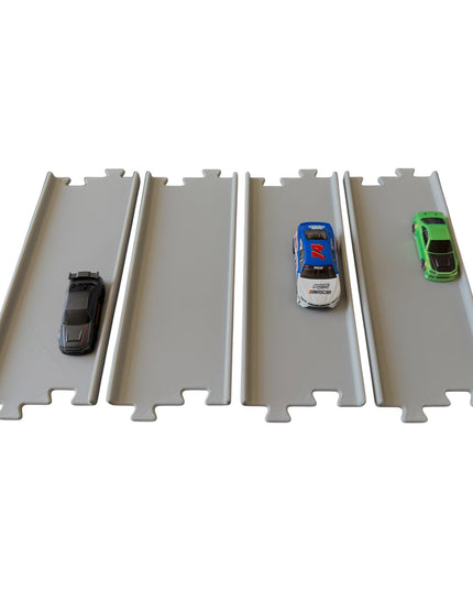 Jeff Did It - nano RC Straight 2 Lane Track Section 4 Pack  - Compatible with HPI nano, other nano RC's  and 1/64 Scale Cars Trucks