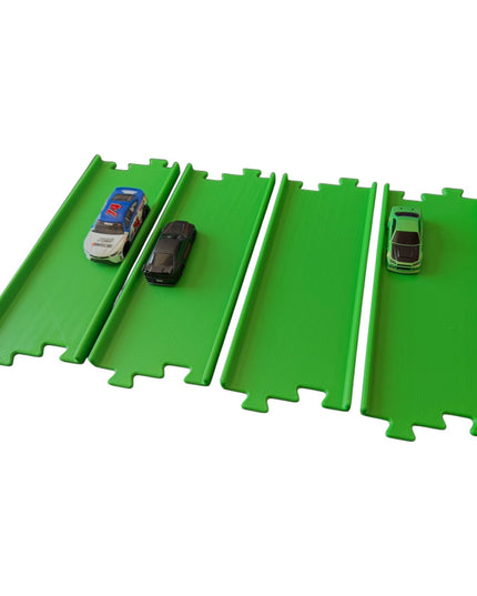 Jeff Did It - nano RC Straight 2 Lane Track Section 4 Pack  - Compatible with HPI nano, other nano RC's  and 1/64 Scale Cars Trucks