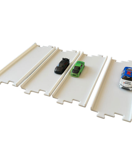 Jeff Did It - nano RC Straight 2 Lane Track Section 4 Pack  - Compatible with HPI nano, other nano RC's  and 1/64 Scale Cars Trucks