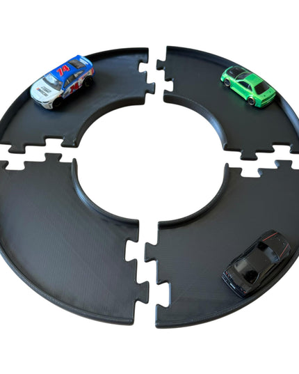 Jeff Did It - nano RC Curved 90 Deg Turn 2 Lane Track Section 4 Pack  - Compatible with HPI nano, other nano RC's and 1/64 Scale Cars Trucks