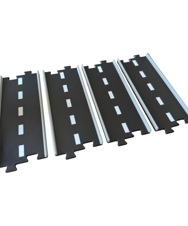 Jeff Did It - nano RC Straight 2 Lane Track Section 4 Pack - 3 Color  - Compatible with HPI nano, other nano RC's and 1/64 Scale Cars Trucks
