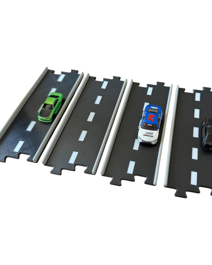 Jeff Did It - nano RC Straight 2 Lane Track Section 4 Pack - 3 Color  - Compatible with HPI nano, other nano RC's and 1/64 Scale Cars Trucks