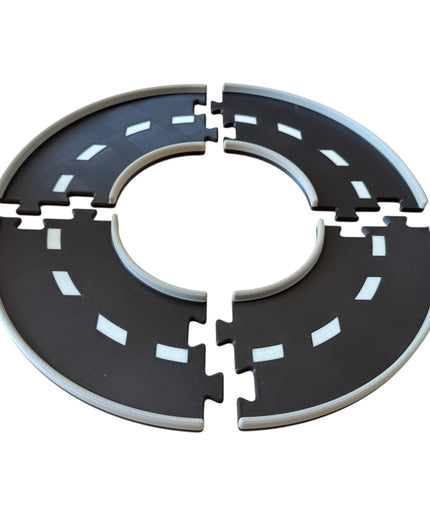 Jeff Did It - nano RC Curved 90 Deg Turn 2 Lane Track Section 4 Pack - 3 Color - Compatible with HPI nano, other nano RC's and 1/64 Scale