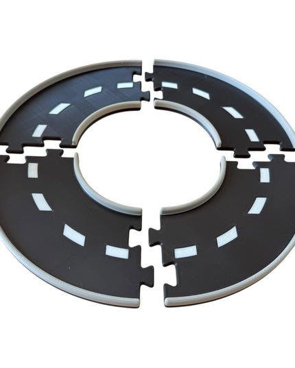Jeff Did It - nano RC Curved 90 Deg Turn 2 Lane Track Section 4 Pack - 3 Color - Compatible with HPI nano, other nano RC's and 1/64 Scale