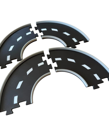 Jeff Did It - nano RC Curved 90 Deg Turn 2 Lane Track Section 4 Pack - 3 Color - Compatible with HPI nano, other nano RC's and 1/64 Scale