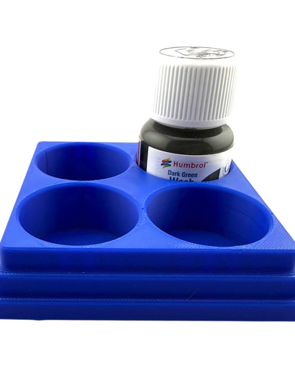 Jeff Did It! 28ml Bottle Holder Square - Holds 4 Bottles Compatible with Humbrol 28ml Bottles - 3D Printed - Designed & Made in the USA