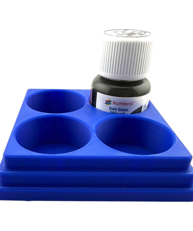Jeff Did It! 28ml Bottle Holder Square - Holds 4 Bottles Compatible with Humbrol 28ml Bottles - 3D Printed - Designed & Made in the USA