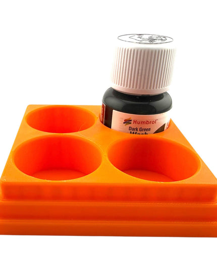 Jeff Did It! 28ml Bottle Holder Square - Holds 4 Bottles Compatible with Humbrol 28ml Bottles - 3D Printed - Designed & Made in the USA