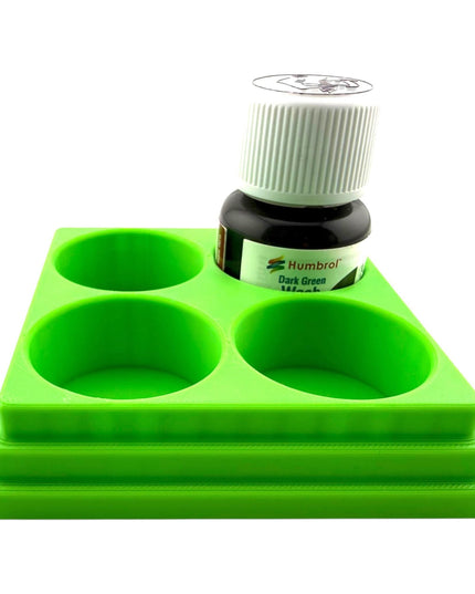 Jeff Did It! 28ml Bottle Holder Square - Holds 4 Bottles Compatible with Humbrol 28ml Bottles - 3D Printed - Designed & Made in the USA