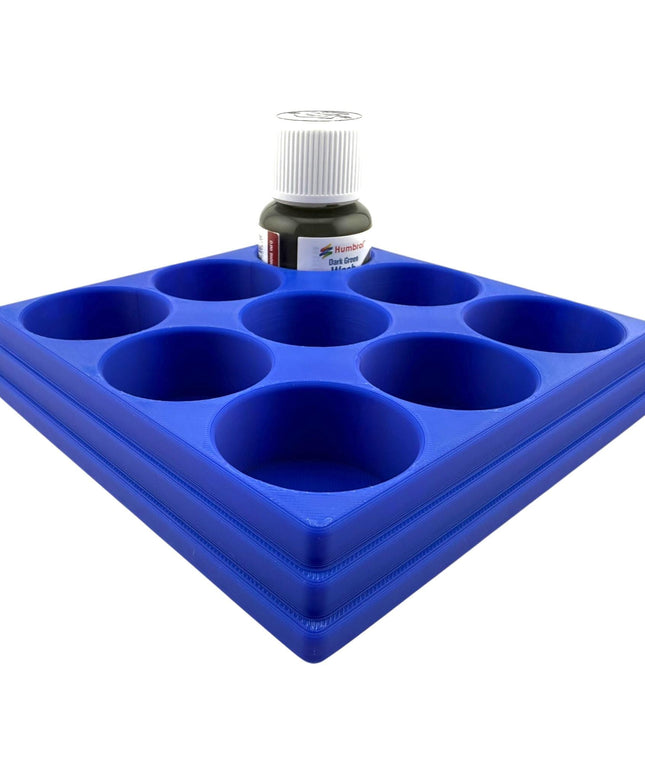 Jeff Did It! 28ml Bottle Holder Square - Holds 9 Bottles Compatible with Humbrol 28ml Bottles - 3D Printed - Designed & Made in the USA