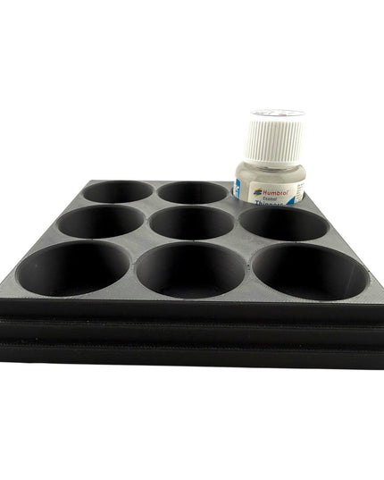 Jeff Did It! 28ml Bottle Holder Square - Holds 9 Bottles Compatible with Humbrol 28ml Bottles - 3D Printed - Designed & Made in the USA