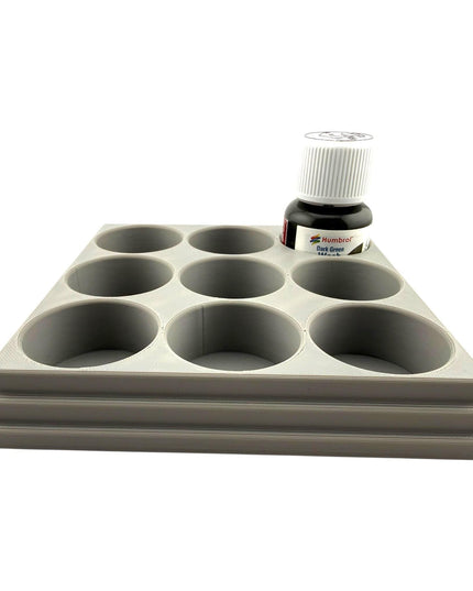 Jeff Did It! 28ml Bottle Holder Square - Holds 9 Bottles Compatible with Humbrol 28ml Bottles - 3D Printed - Designed & Made in the USA