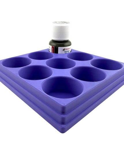 Jeff Did It! 28ml Bottle Holder Square - Holds 9 Bottles Compatible with Humbrol 28ml Bottles - 3D Printed - Designed & Made in the USA