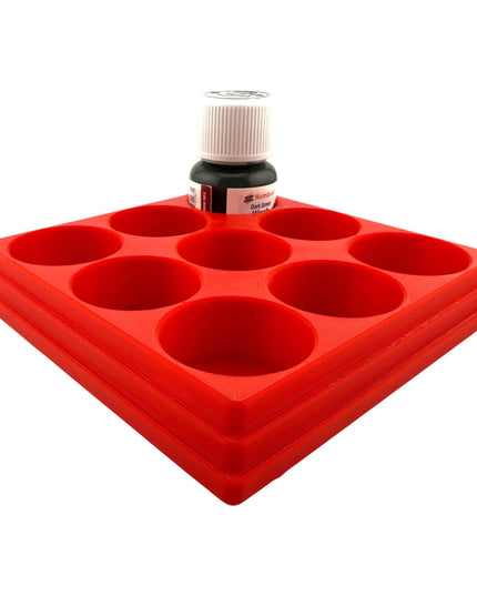 Jeff Did It! 28ml Bottle Holder Square - Holds 9 Bottles Compatible with Humbrol 28ml Bottles - 3D Printed - Designed & Made in the USA