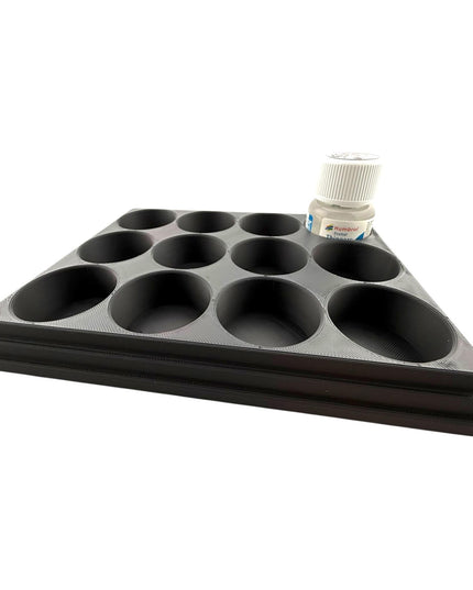 Jeff Did It! 28ml Bottle Holder Square - Holds 12 Bottles Compatible with Humbrol 28ml Bottles - 3D Printed - Designed & Made in the USA