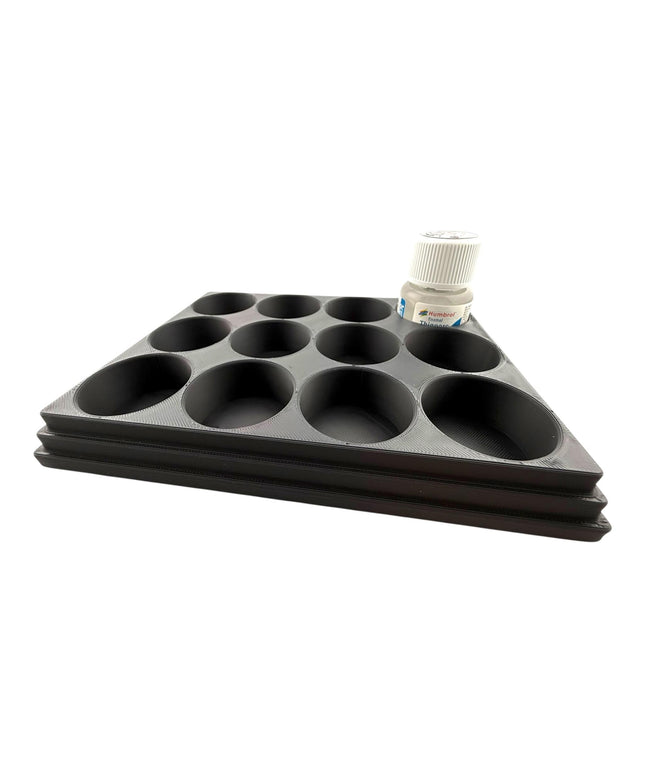 Jeff Did It! 28ml Bottle Holder Square - Holds 12 Bottles Compatible with Humbrol 28ml Bottles - 3D Printed - Designed & Made in the USA