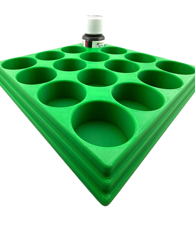 Jeff Did It! 28ml Bottle Holder Square - Holds 16 Bottles Compatible with Humbrol 28ml Bottles - 3D Printed - Designed & Made in the USA