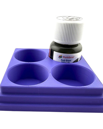 Jeff Did It! 28ml Bottle Holder Square - Holds 4 Bottles Compatible with Humbrol 28ml Bottles - 3D Printed - Designed & Made in the USA