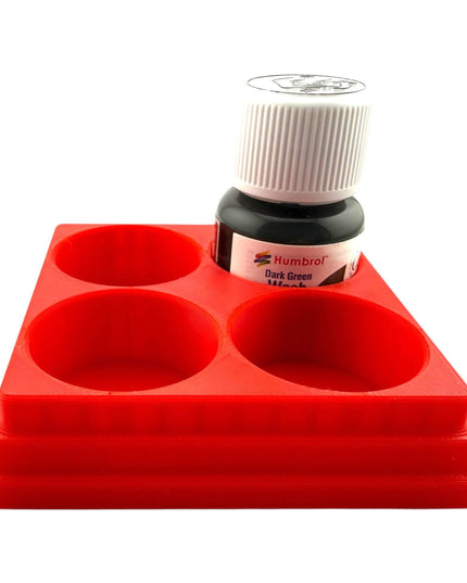 Jeff Did It! 28ml Bottle Holder Square - Holds 4 Bottles Compatible with Humbrol 28ml Bottles - 3D Printed - Designed & Made in the USA